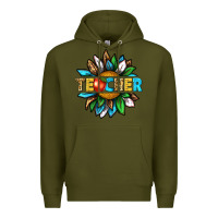Army Green teacher sunflower tbw Premium Hoodie - texasbilliewilder