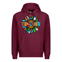 Burgundy teacher sunflower tbw Premium Hoodie - texasbilliewilder