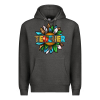 Charcoal Heather teacher sunflower tbw Premium Hoodie - texasbilliewilder