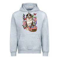Heather Grey Easter Aussie Australian Shepherd Urban Hoodie - RanaPortraitStore