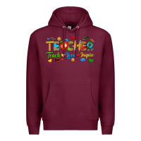 Burgundy teacher teach love inspire tbw Premium Hoodie - texasbilliewilder