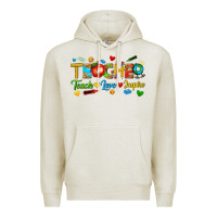 Oatmeal Heather teacher teach love inspire tbw Premium Hoodie - texasbilliewilder