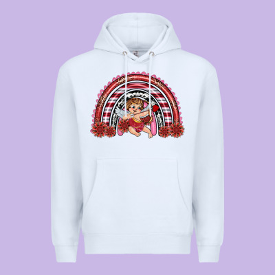 Valentine's Day Cupid Rainbow Premium Hoodie Designed By Ranaportraitstore