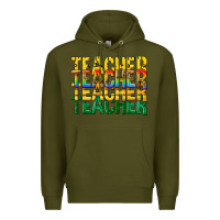 Army Green teacher teacher teacher Premium Hoodie - texasbilliewilder
