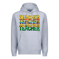 Heather Grey teacher teacher teacher Premium Hoodie - texasbilliewilder
