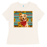 Bone golden retriever with sunflowers Ladies Tee - Artiststas