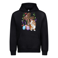 Black Easter bunny and floral cross Urban Hoodie - RanaPortraitStore