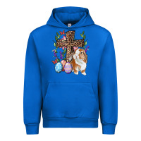 Cobalt Easter bunny and floral cross Urban Hoodie - RanaPortraitStore