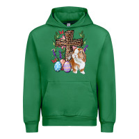 Emerald Easter bunny and floral cross Urban Hoodie - RanaPortraitStore