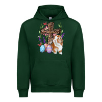 Forest Green Easter bunny and floral cross Urban Hoodie - RanaPortraitStore