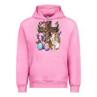 Fuchsia Pink Easter bunny and floral cross Urban Hoodie - RanaPortraitStore