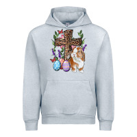 Heather Grey Easter bunny and floral cross Urban Hoodie - RanaPortraitStore