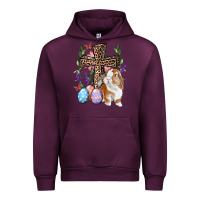 Mauve Wine Easter bunny and floral cross Urban Hoodie - RanaPortraitStore