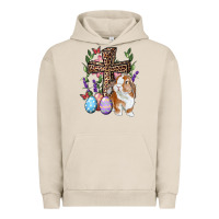 Pigment French Oak Easter bunny and floral cross Urban Hoodie - RanaPortraitStore