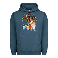 Pigment Midnight Navy Easter bunny and floral cross Urban Hoodie - RanaPortraitStore