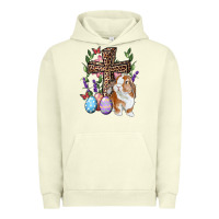 Pigment Pistachio Easter bunny and floral cross Urban Hoodie - RanaPortraitStore