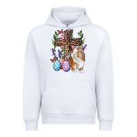 White Easter bunny and floral cross Urban Hoodie - RanaPortraitStore