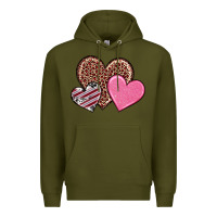 Army Green valentine's day hearts Premium Hoodie - RanaPortraitStore