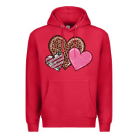 Cardinal valentine's day hearts Premium Hoodie - RanaPortraitStore