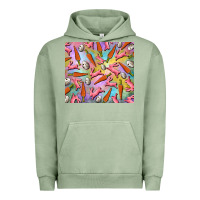 Pigment Oil Green Easter bunny carrot and quail egg Urban Hoodie - RanaPortraitStore