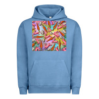 Pigment Pebble Blue Easter bunny carrot and quail egg Urban Hoodie - RanaPortraitStore