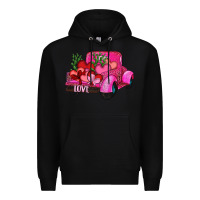 Black valentine's day heart cactus truck Premium Hoodie - RanaPortraitStore