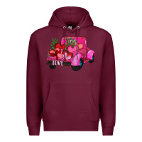 Burgundy valentine's day heart cactus truck Premium Hoodie - RanaPortraitStore