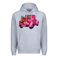 Heather Grey valentine's day heart cactus truck Premium Hoodie - RanaPortraitStore