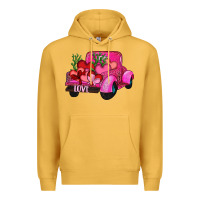 Mustard valentine's day heart cactus truck Premium Hoodie - RanaPortraitStore