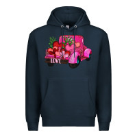 Navy valentine's day heart cactus truck Premium Hoodie - RanaPortraitStore