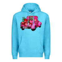 Ocean Blue valentine's day heart cactus truck Premium Hoodie - RanaPortraitStore