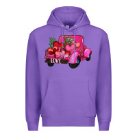 Purple valentine's day heart cactus truck Premium Hoodie - RanaPortraitStore