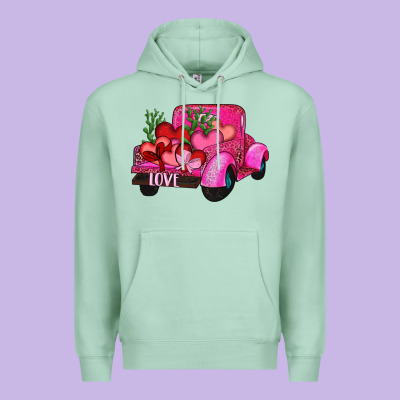 Valentine's Day Heart Cactus Truck Premium Hoodie Designed By Ranaportraitstore