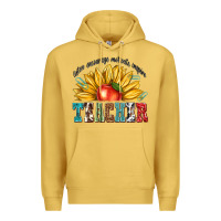 Antique Gold teacher with sunflower Premium Hoodie - texasbilliewilder