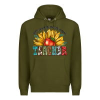 Army Green teacher with sunflower Premium Hoodie - texasbilliewilder