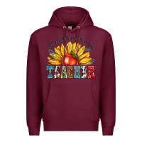Burgundy teacher with sunflower Premium Hoodie - texasbilliewilder