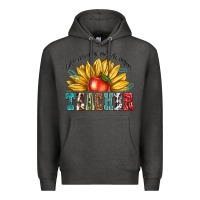 Charcoal Heather teacher with sunflower Premium Hoodie - texasbilliewilder