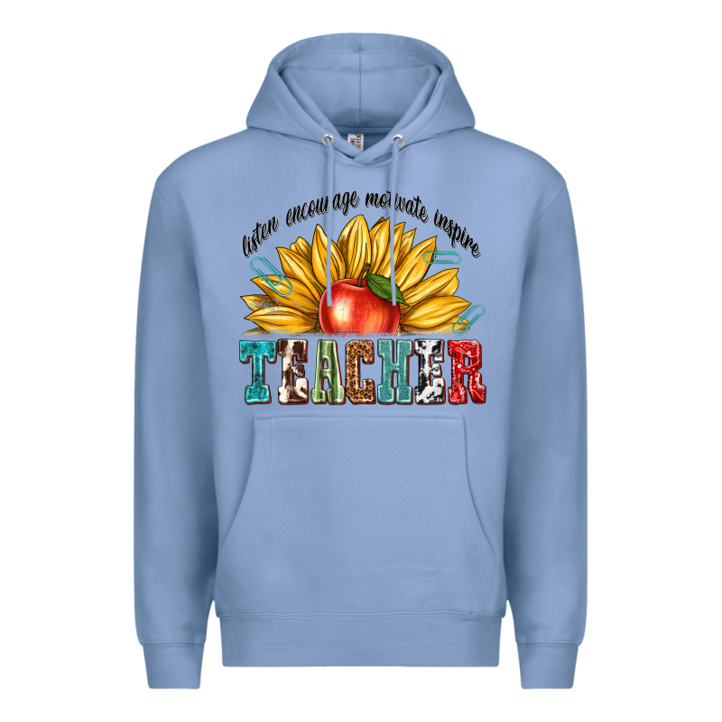 Teacher With Sunflower Premium Hoodie by texasbilliewilder | Teevron