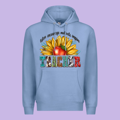 Teacher With Sunflower Premium Hoodie Designed By Texasbilliewilder