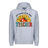 Heather Grey teacher with sunflower Premium Hoodie - texasbilliewilder