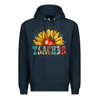 Navy teacher with sunflower Premium Hoodie - texasbilliewilder