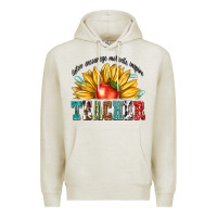 Oatmeal Heather teacher with sunflower Premium Hoodie - texasbilliewilder