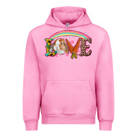 Fuchsia Pink Easter Bunny Love With Rainbow Urban Hoodie - RanaPortraitStore