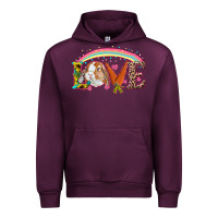 Mauve Wine Easter Bunny Love With Rainbow Urban Hoodie - RanaPortraitStore