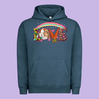 Urban Hoodie Easter Bunny Love With Rainbow