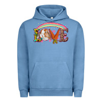 Pigment Pebble Blue Easter Bunny Love With Rainbow Urban Hoodie - RanaPortraitStore