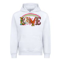 White Easter Bunny Love With Rainbow Urban Hoodie - RanaPortraitStore