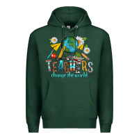 Sports Green teachers change the world Premium Hoodie - texasbilliewilder