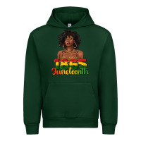 Forest Green 1865 juneteenth with afro black woman Urban Hoodie - texasbilliewilder