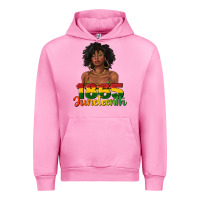 Fuchsia Pink 1865 juneteenth with afro black woman Urban Hoodie - texasbilliewilder
